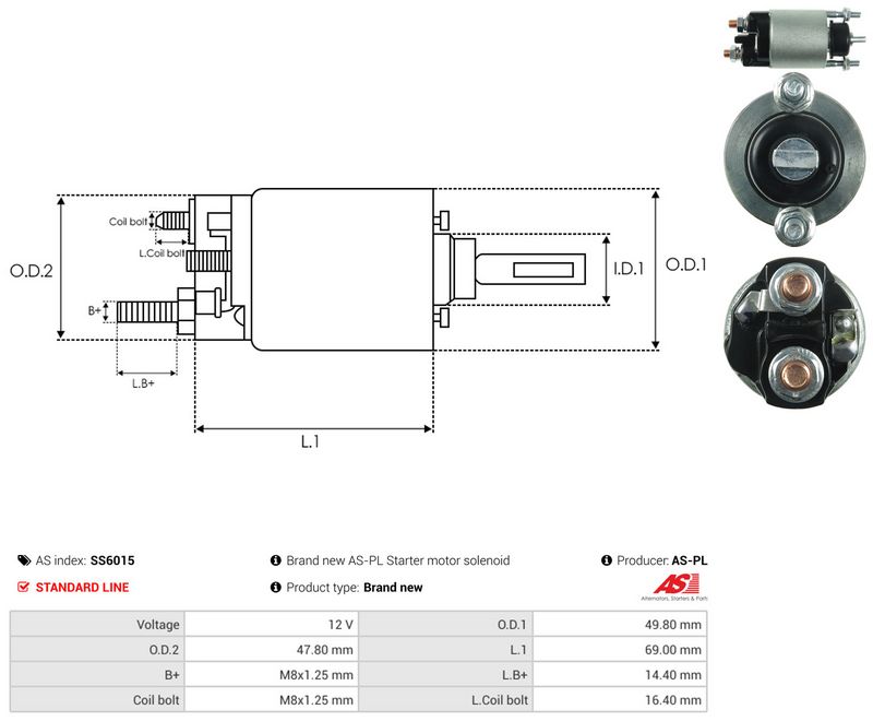 AS-PL SS6015 Solenoid Switch, starter