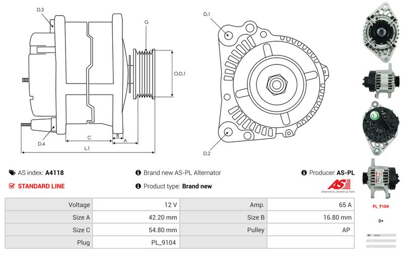 AS-PL A4118 Alternator