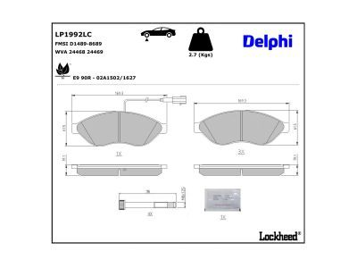 DELPHI LP1992LC - Diskinių stabdžių kaladėlių komplektas