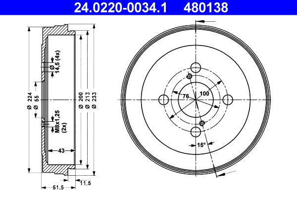 Tambur frana 24.0220-0034.1 ATE