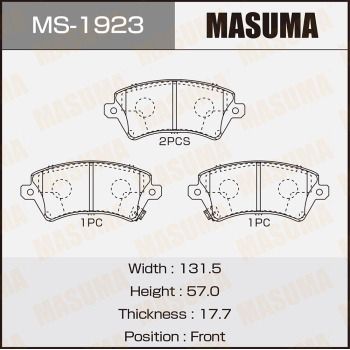 Комплект гальмівних колодок, Masuma MS-1923