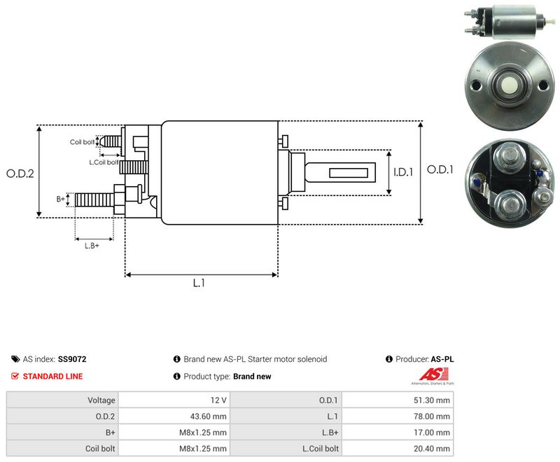 Magnetlülitus, starter, AS-PL SS9072