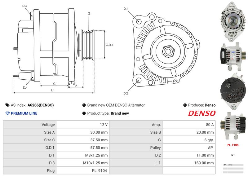 AS-PL A6266(DENSO) Alternator