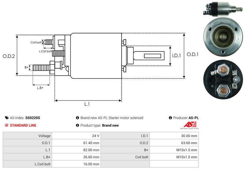 AS-PL SS0220S Solenoid Switch, starter