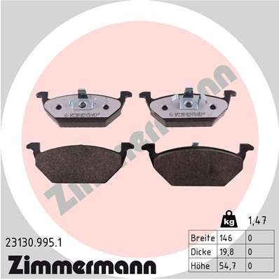 ZIMMERMANN fékbetétkészlet, tárcsafék 23130.995.1