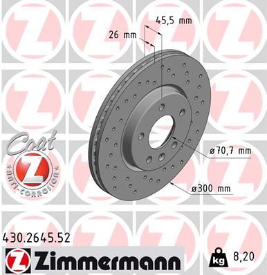 Гальмівний диск, Zimmermann 430264552