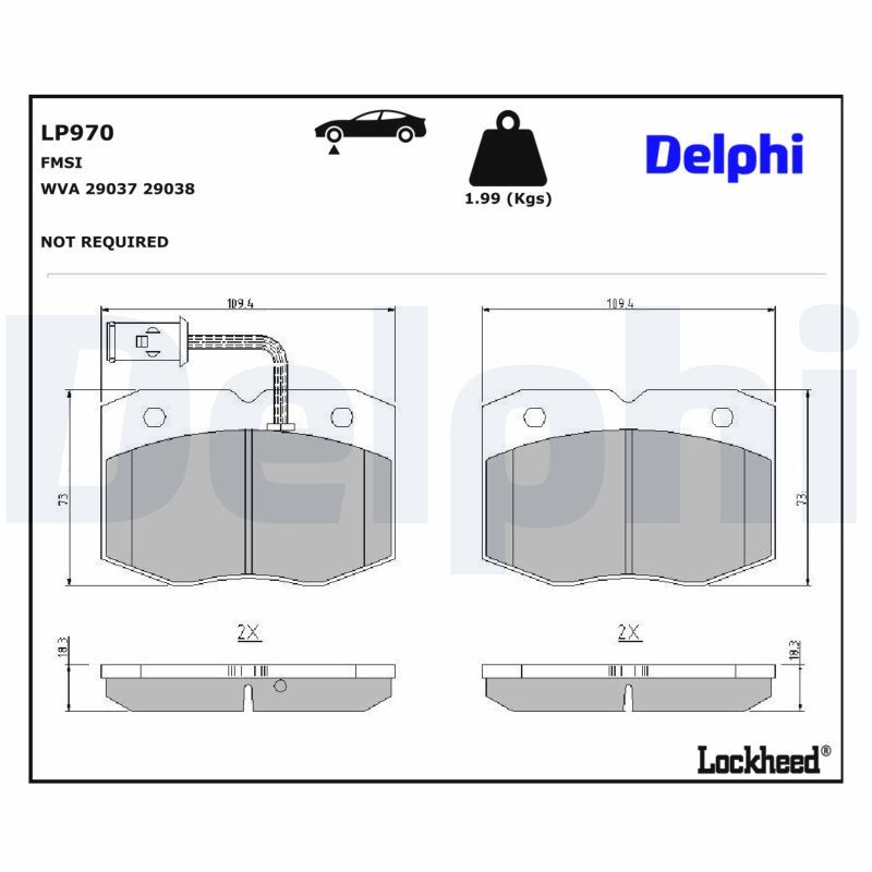 комплект спирачно феродо, дискови спирачки DELPHI