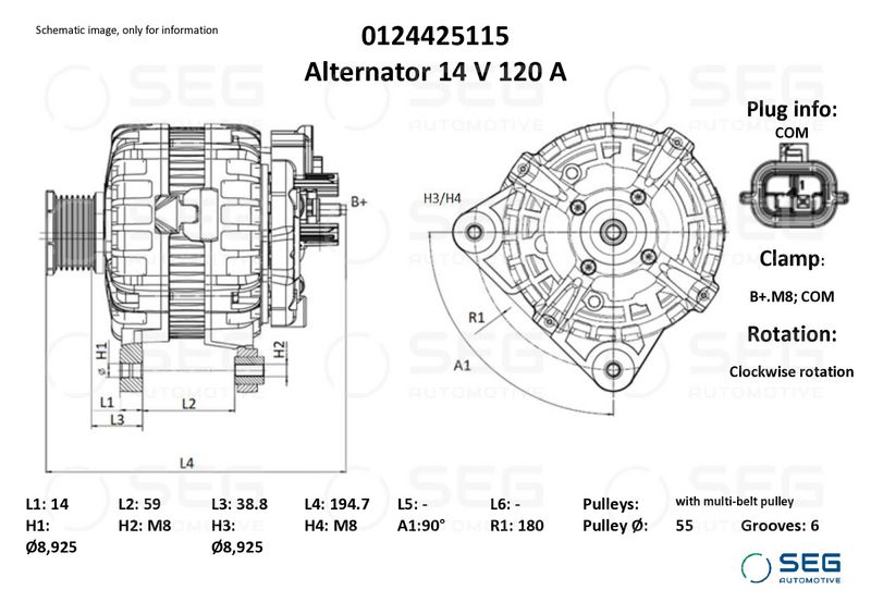 SEG Automotive 0124425115 Alternator