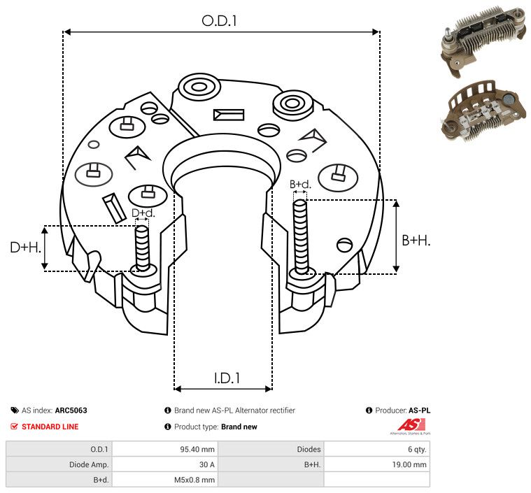 AS-PL ARC5063 Rectifier, alternator