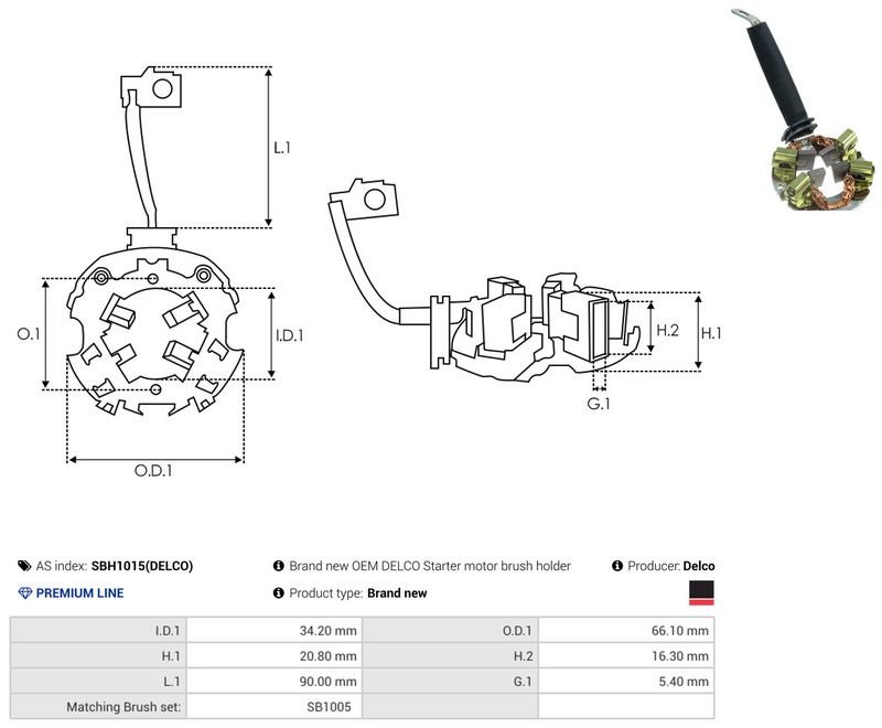 AS-PL SBH1015(DELCO) Holder, carbon brushes