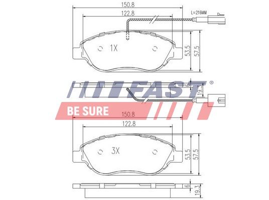 Комплект гальмівних накладок, дискове гальмо, Fast FT29145