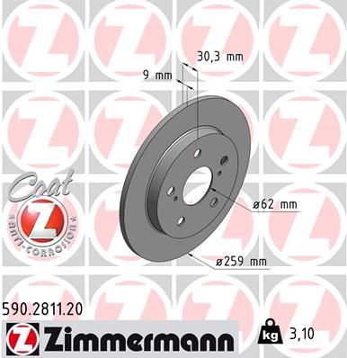 Гальмівний диск, Zimmermann 590.2811.20