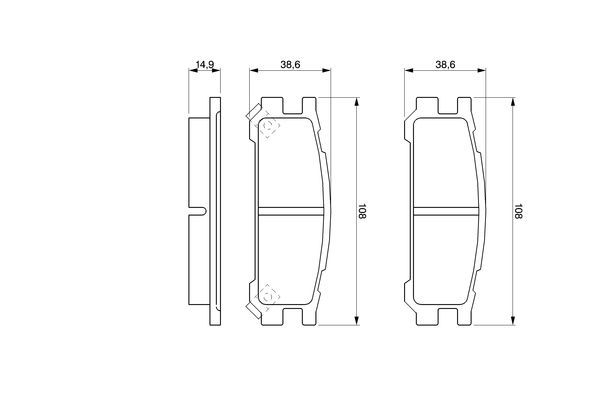 Комплект гальмівних накладок, дискове гальмо, Bosch 0986461143