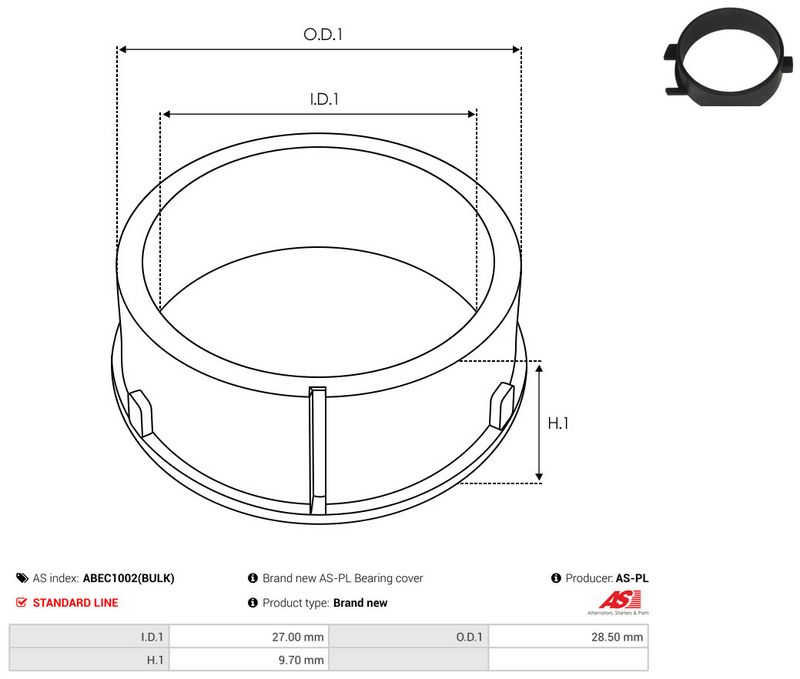AS-PL ABEC1002(BULK) Protective Cap, alternator