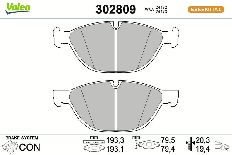 комплект спирачно феродо, дискови спирачки VALEO