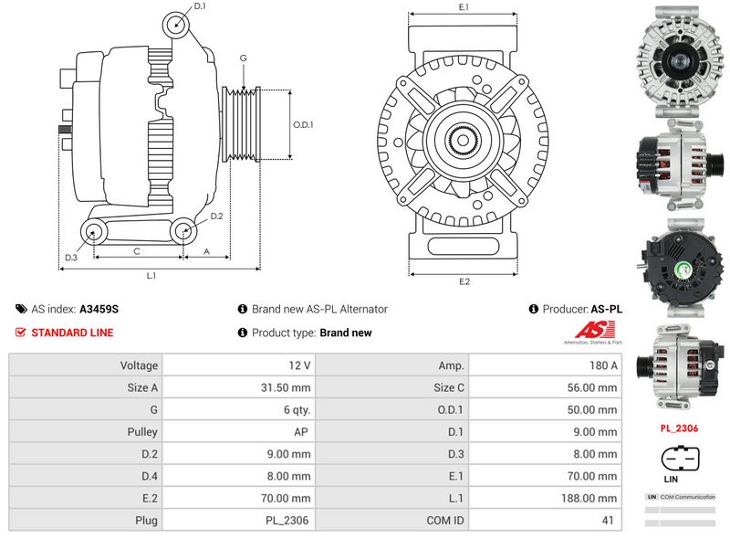 AS-PL A3459S Alternator