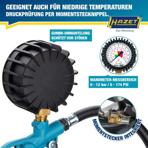 HAZET 9041-1 Compressed-air Tyre Pressure Gauge/Inflator