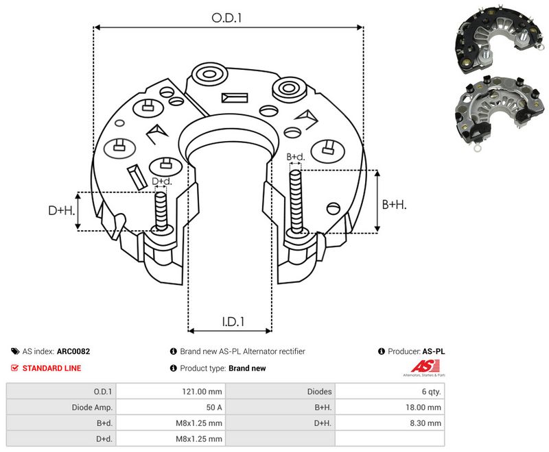 AS-PL ARC0082 Rectifier, alternator