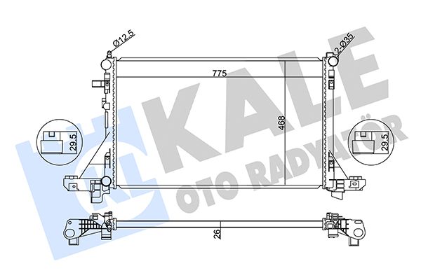 KALE RENAULT Радиатор охлаждения Master III, Opel Movano B, Nissan N400 2.3dCi 10-