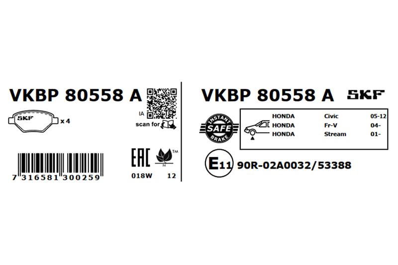 SKF VKBP 80558 A Brake Pad Set, disc brake