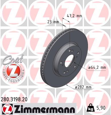 Гальмівний диск, Zimmermann 280.3198.20