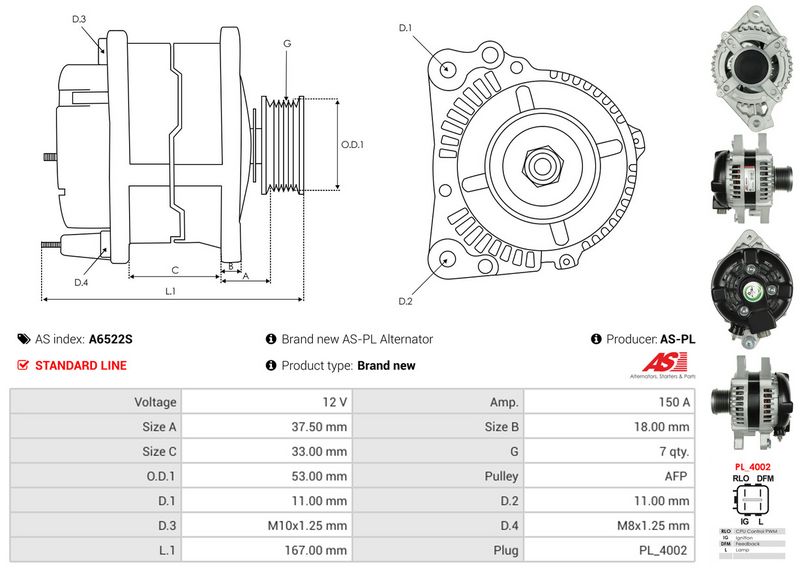 AS-PL A6522S Alternator