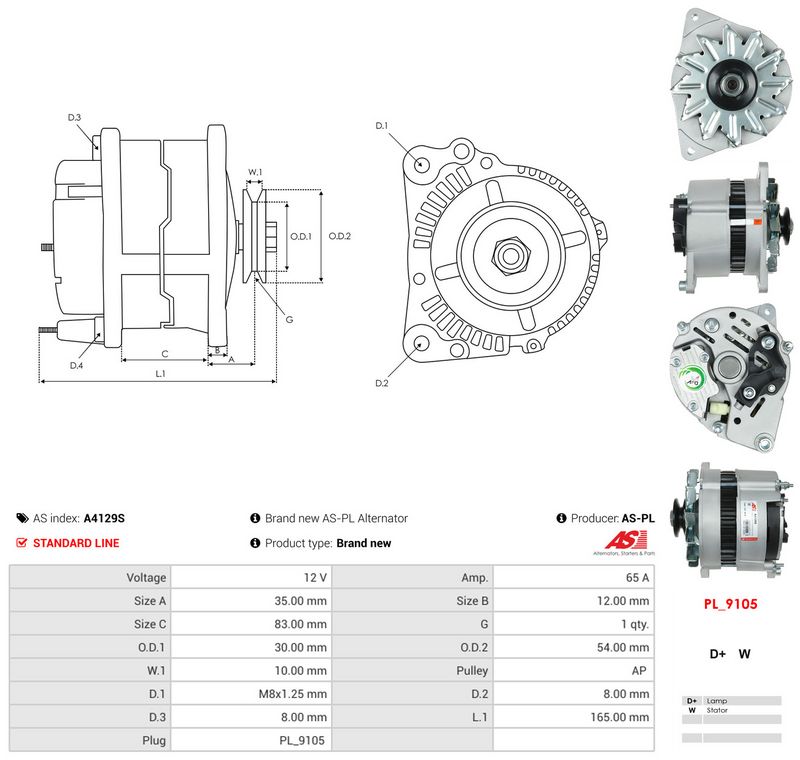 Generaator, AS-PL A4129S