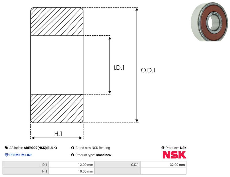 AS-PL ABE9002(NSK)(BULK) Bearing