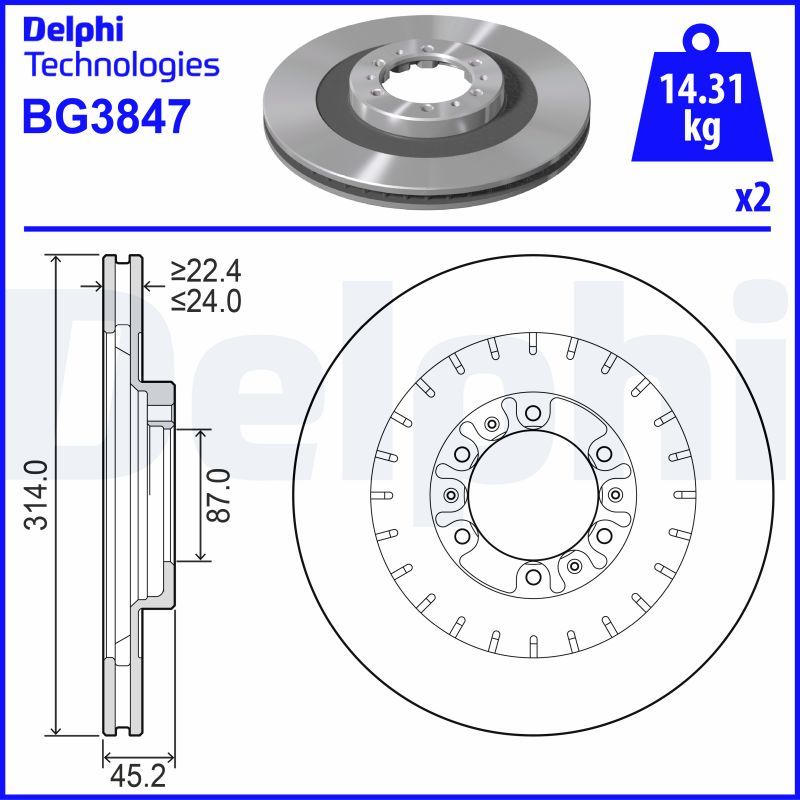 Гальмівний диск, Delphi BG3847