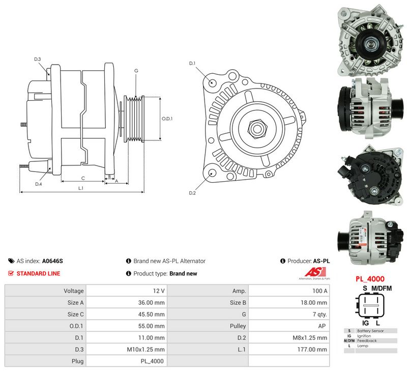 Generaator, AS-PL A0646S