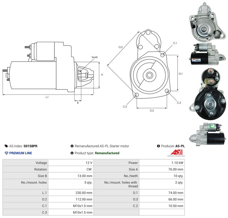 Starter, AS-PL S0158PR