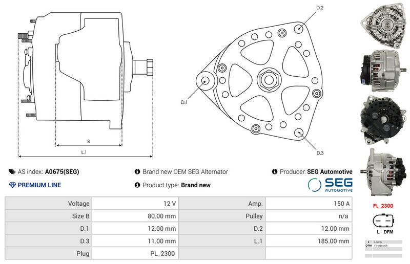 AS-PL A0675(SEG) Alternator