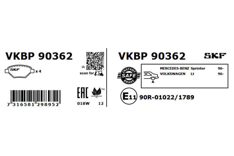 SKF VKBP 90362 Brake Pad Set, disc brake