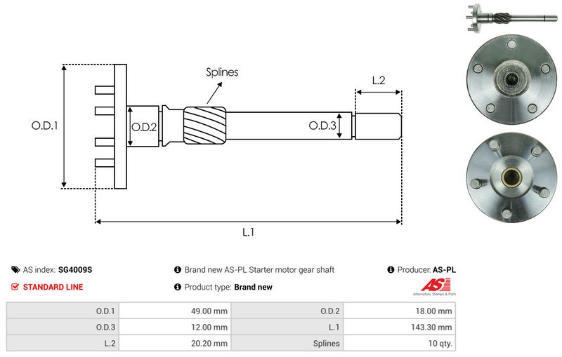 Remondikomplekt, Starter, AS-PL SG4009S
