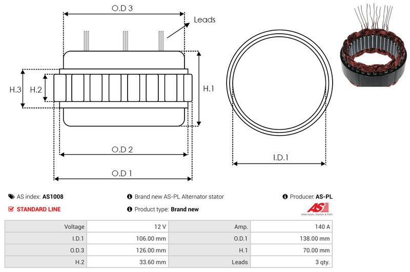 Staator, generaator, AS-PL AS1008