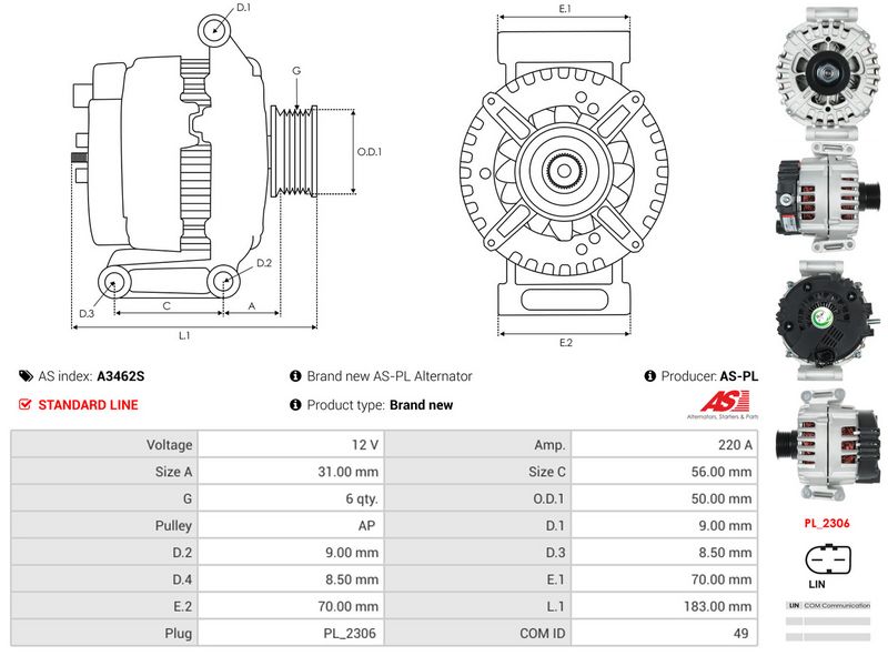 AS-PL A3462S Alternator