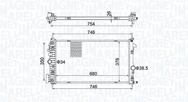 Радіатор, система охолодження двигуна, Magneti Marelli 350213152300