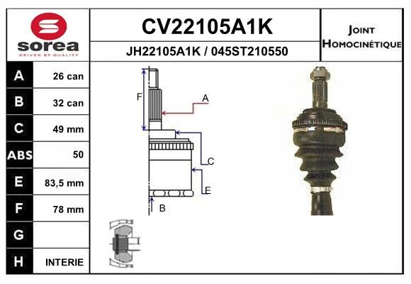 EAI csuklókészlet, hajtótengely CV22105A1K