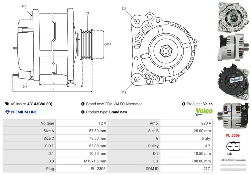 AS-PL A3143(VALEO) Alternator