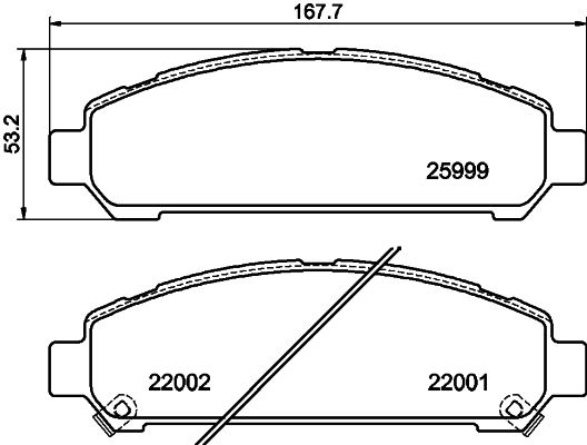 Комплект гальмівних накладок, дискове гальмо, Hella 8DB355021-821