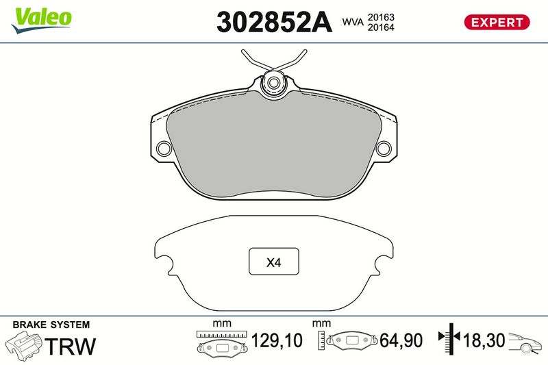 BREMSBELAGSATZ SCHEIBENBREMSE VALEO 302852A