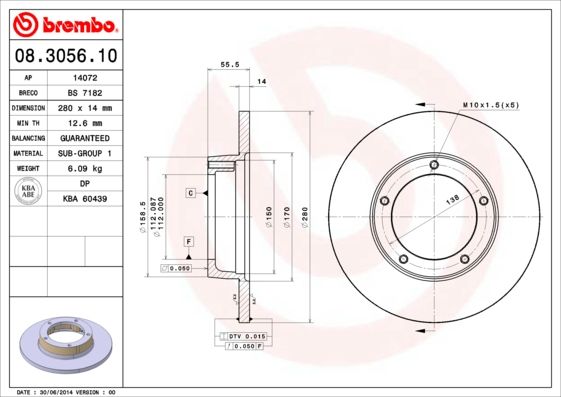 BREMBO Remschijf 08.3056.10