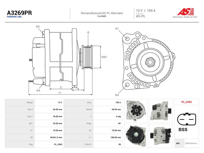 Generaator, AS-PL A3269PR