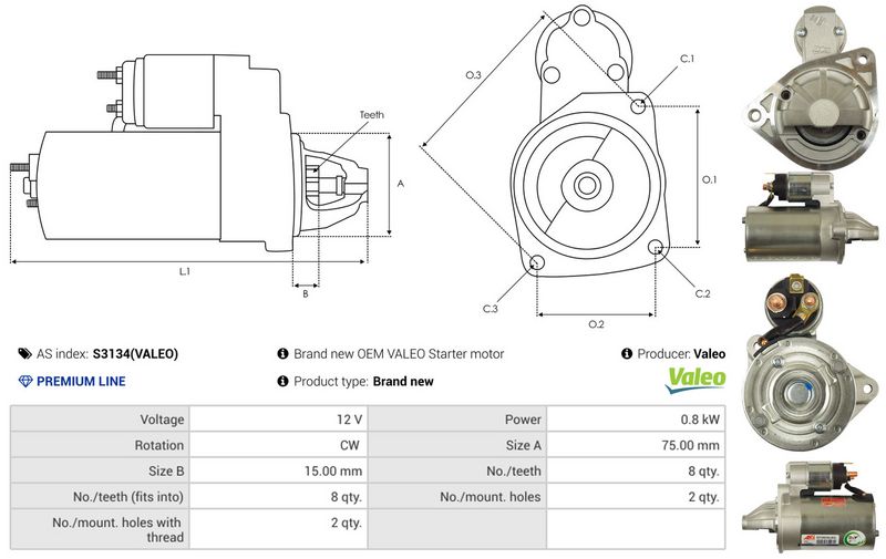 AS-PL S3134(VALEO) Starter