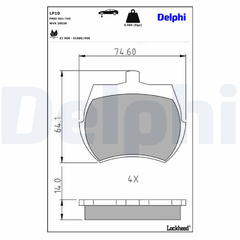 комплект спирачно феродо, дискови спирачки DELPHI