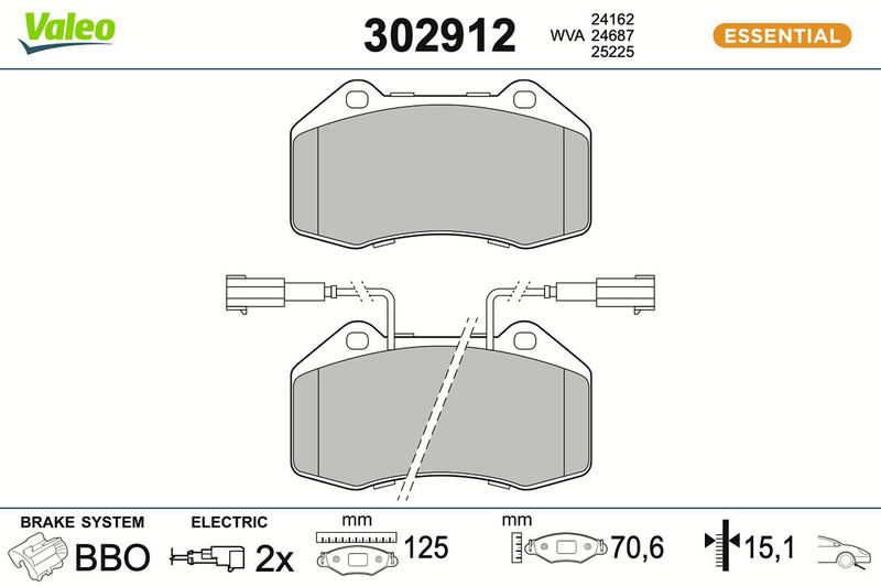 комплект спирачно феродо, дискови спирачки VALEO