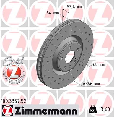 Гальмівний диск, Zimmermann 100.3357.52