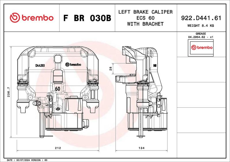 BREMBO FBR030B Brake Caliper