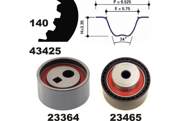 MAPCO Fogasszíjkészlet 23436