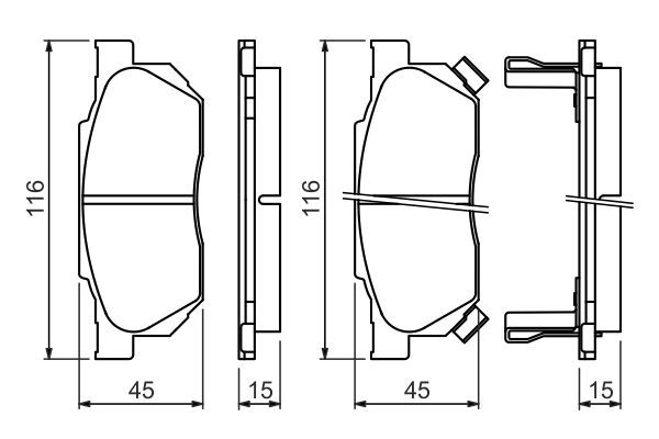 Комплект гальмівних накладок, дискове гальмо, Bosch 0986490440